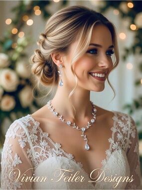 Vine Bridal Jewelry Set Wedding Necklace Earrings CZ Crystal Prom Party cocktail